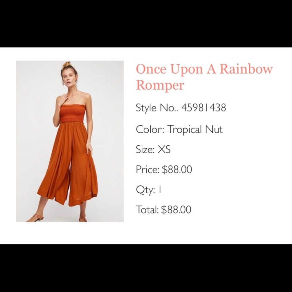 Free People Strapless Orange Romper